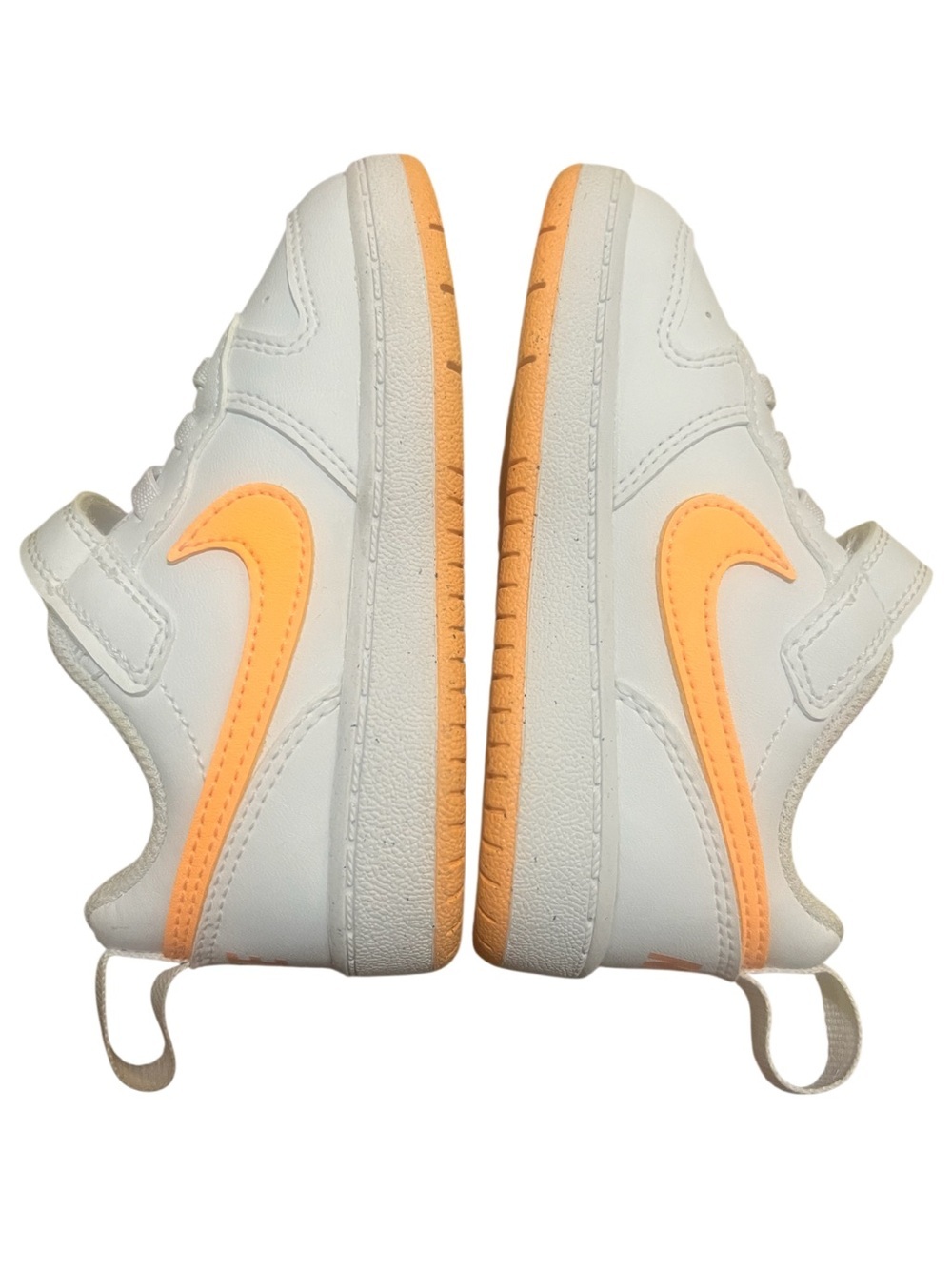 NWT- Nike Kids Court Borough Low Sneakers in White and Orange - Picture 2 of 8